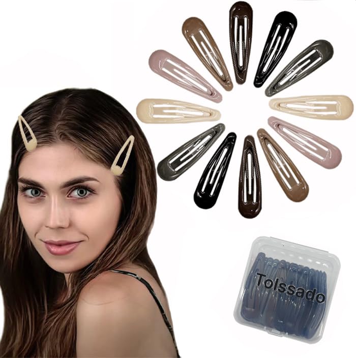 2.36Inch Medium Hair Barrettes, 36pcs Metal Snap Hair Clips,No Slip Grip,Coated Hair Pins for Women Thin And Fine Hair