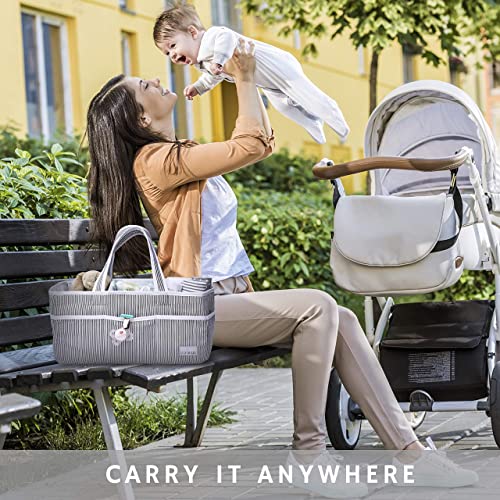 Lily Miles Baby Diaper Caddy - Large Organizer Tote Bag for Baby essentials Boy or Girl - Baby Shower Basket - Nursery Must Haves - Registry Favorites - Newborn Caddie Car Travel