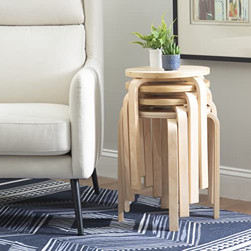 Jenna Natural Round 17.75" Stacking Stool, Set of 4 by Linon