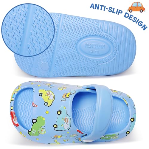 techcity Toddler Little Kids Slide Sandals Cute Summer Shower Beach Pool Slippers Thick Sole Slip On Sandals Water Shoes with Backstrap Boys Girls Clogs