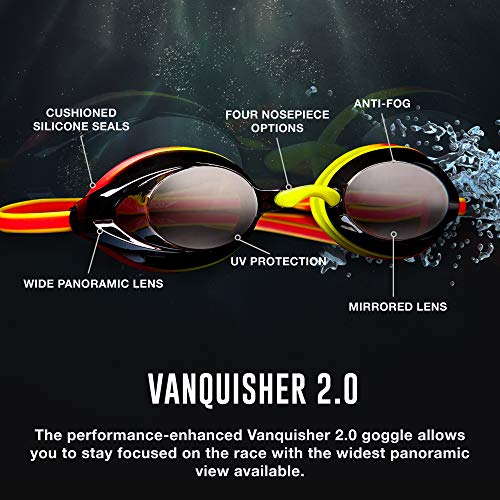 Speedo Unisex-Adult Swim Goggles Mirrored Vanquisher 2.0, Silver, One Size