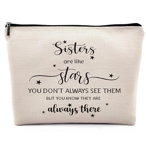Dwept Funny Sister Gifts from Sisters Makeup Bag, Sister Birthday Gift Ideas Cosmetic Bag, Being My Sister is the Only Gift You Need Makeup Bag for Purse, Big Little Sister Gifts Travel Bag
