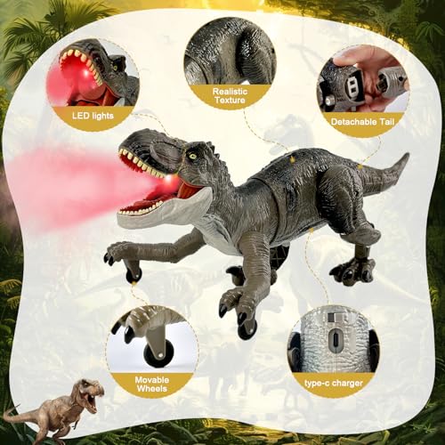 TALGIC Remote Control Dinosaur for Boys 4-7, Robot Dinosaur Toys for Kids 5-7, rc Dinosaur with Realistic Legs & Spray Stream,Remote Dinosaur Toys for Kids3 4 5 6 8 Year Old boy Birthday Gift (Blue)