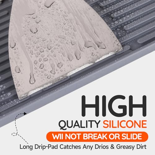 Silicone Griddle Tools Mat for Blackstone, Large Silicone Spatula Mat with Drip Pad - Perfect for Grilling, Cooking, and Griddle Use