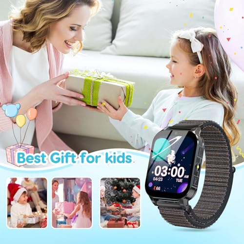 cjc Smart Watch for Kids Gift for Girls Ages 4-12 - Includes Screen Protector, 30 Games, 140 Learning Cards, HD Touch Screen, Camera, Music, Pedometer - Fun & Educational Birthday Gift Idea