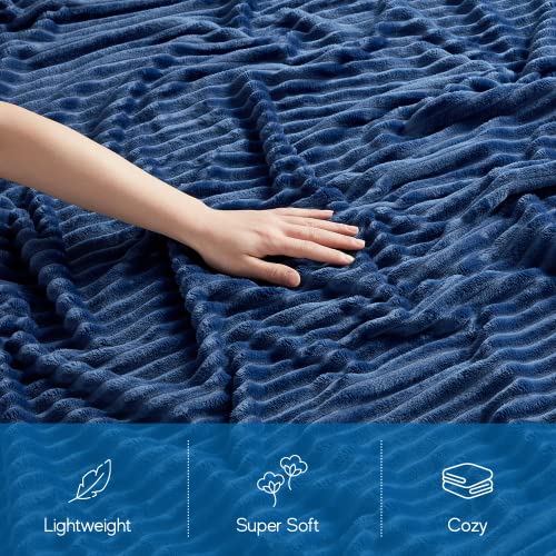 Nestl Navy Throw Blanket for Couch - Fuzzy Blankets and Throws for Sofa, Warm Bed Fleece Throw Blankets, Soft Throw Blanket, Lightweight Cut Plush Cozy Blanket, 50x60 inches Fleece Blanket Throw