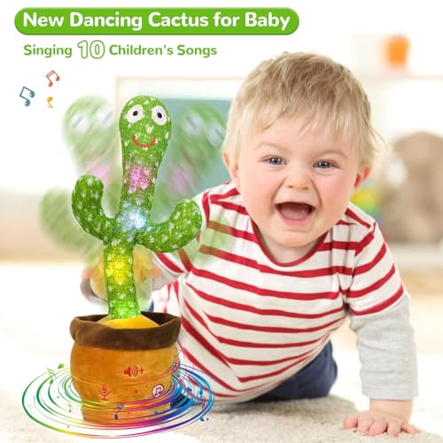 Emoin Dancing Cactus Talking Cactus Toy, Cactus Baby Toy Singing Children's Song+Box,Mimicking Cactus Recording &Repeating What You Say,Electronic Educational Toys for Children Playing