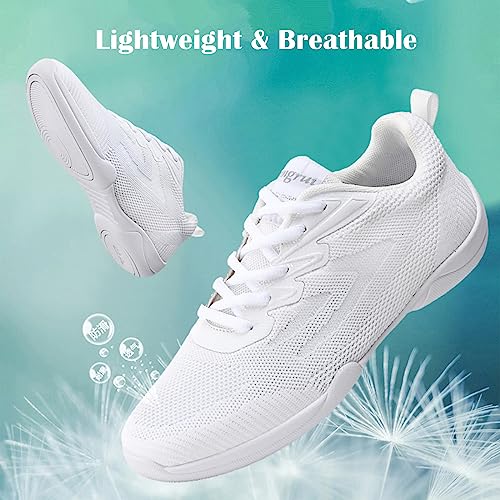 DADAWEN Adult & Youth White Cheerleading Dance Shoes Athletic Training Lightweight Competition Tennis Sneakers Cheer Shoes White US Size 7 M Big Kid