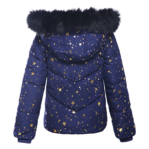 Rokka&Rolla Girls' Heavyweight Puffer Jacket Quilted Winter Coat with Hooded Faux Fur
