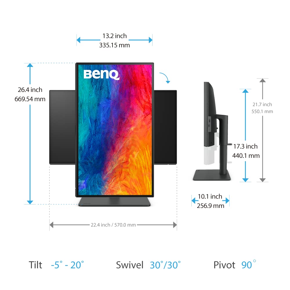 BenQ PD2506Q Mac-Ready Monitor 25" QHD 1440p | 100% Rec.709 & sRGB,95% P3 | IPS | DeltaE≤3 | ICC Sync | Uniformity | AQCOLOR | Pantone | Ergonomic | DisplayPort | USB-C(65W) | USB Hub | DaisyChain