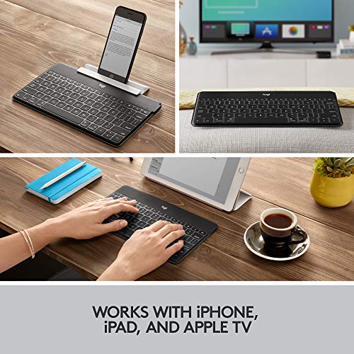 Logitech Keys-to-Go Super-Slim and Super-Light Bluetooth Keyboard for iPhone, iPad, Mac and Apple TV, Including iPad Air 5th Gen (2022) - Black