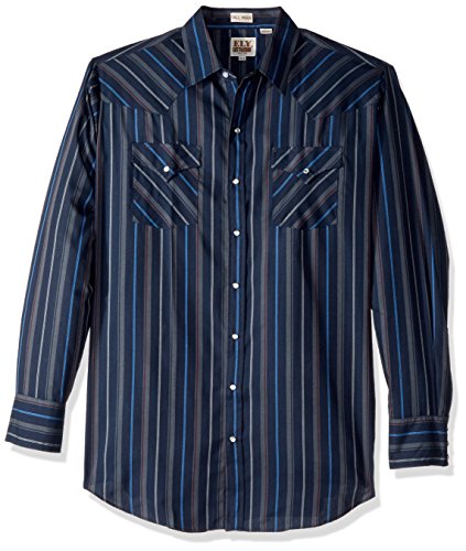 ELY CATTLEMAN Mens Long Sleeve Western Stripe, Black, 3XL