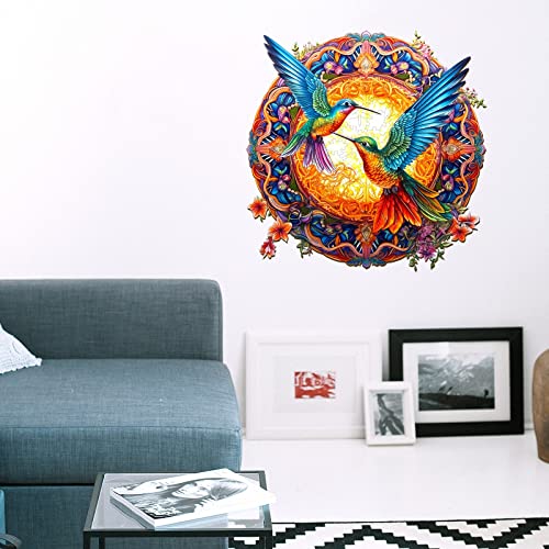 Woodemon Wooden Jigsaw Puzzles, Mandala Hummingbirds Wooden Puzzles for Adults and Kids, Unique Shape Animal Wooden Puzzle, Wood Puzzles Adults, Perfect Christmas Birthday Gift Game 100pcs-S-7.9*7.9in