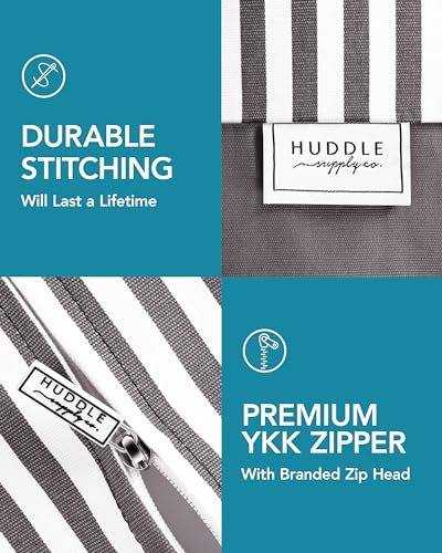 HUDDLE Original Stuffed Animal Bean Bag Storage Large Designer Beanbag Chairs for Kids Teens & Adults | Instant Clutter Clear for Stylish Moms - Stuffed Animal Storage Bean Bag Chair Grey Stripe