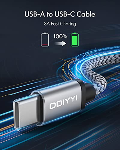 DDIYYI Short USB C Cable 1FT 3 Pack USB-A to USB-C Charger Fast Charging Cord Braided for iPhone 15 Pro Max/Plus Samsung Galaxy S24 S23 S10 A15 A53 A54, 1 Foot Short USB C Cord