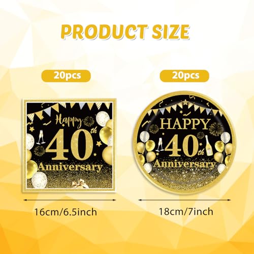 40 PCS40th Birthday Party Decorations 40th Birthday Party Tableware1984 Birthday Party Decorations Supplies Birthday Party Plates Napkins for Cheers to 40 Years Wedding Anniversary Party Supplies