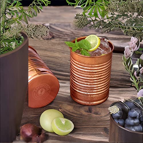 2 Activelife Bean Tin Plan Design Pure Copper Tumbler Set of 2 | Drinking Water with Copper Cups | Premium Quality Copper Tumblers for Home, Office, Hotel, Travel, and Gifting - Set of 2 12oz