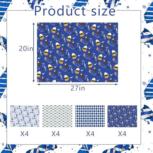 CIEOVO 12 Sheet Blue White Chinoiserie Pattern Paper China Elements Pattern Gift Wrapping Paper Art Paper Sheets for Holiday Birthday Baby Bridal Shower Wedding Party Gift Wrap DIY, 19.7 x 27.6 Inch