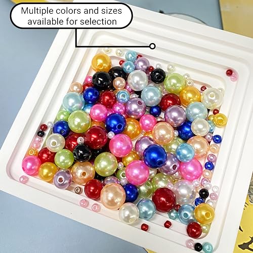 Tingoons 700pcs 6mm Pearl Beads with Hole Round Loose Luste Craft Beads for Home Decoration Vase Fillers DIY Craft Making Jewelry Making Bracelet Necklace Earrings(Purple)