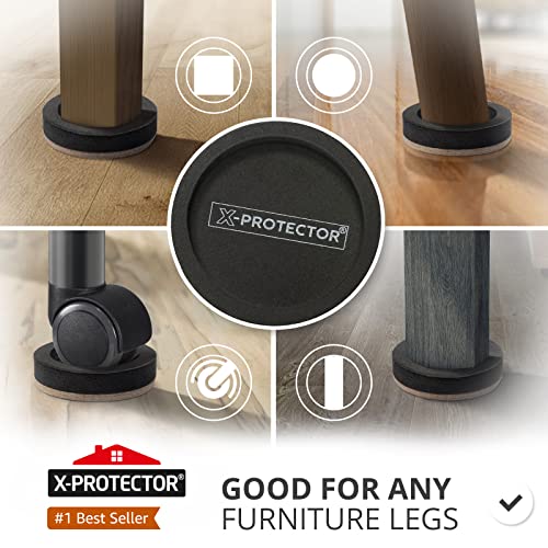 Felt Furniture Sliders for Hardwood Floors X-PROTECTOR 4 PCS 4 3/4” - Furniture Slider with Unique Design - Heavy-Duty Furniture Movers for Hard Surfaces - Felt Sliders - Move Your Furniture Easily!