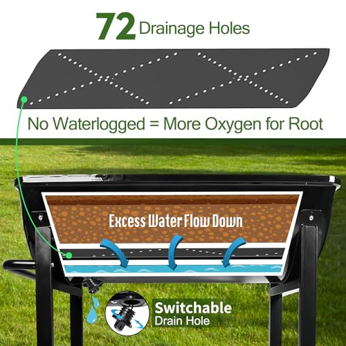 Aveyas Metal Raised Planter Box on Wheels with Complete Gardening Kit, Elevated, Mobile Garden Bed Cart with Legs - Ideal for Indoor & Outdoor Patio, Backyard Planting of Vegetables, Herbs, Flowers