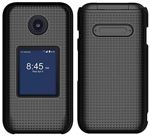 Nakedcellphone Case for Consumer Cellular Verve Snap Flip Phone, Slim Hard Shell Protector Cover with Grid Texture for Z2336CC (aka Telstra Flip 4, Z2336T) - Black