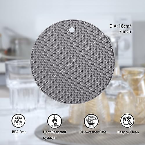 To encounter Silicone Microwave Mat - Round 12" x 12" - Set of 4 Heat Resistant Multifunctional Mat, Splatter Guard, Trivet, Hot Pad, Pot Holder