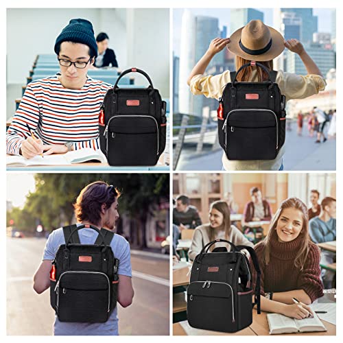 VANKEAN Laptop Backpack for Women Men 15.6-16.2 Inch Stylish Computer Work Backpack, Waterproof College Casual Daypack Business Travel Backpacks with USB Port & RFID Blocking, Black