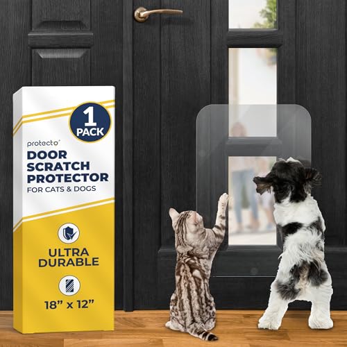 PROTECTO 18x12 Door Protector from Dog Scratching – Cat & Dog Scratch Guard for Indoor/Outdoor Use Easy Install on Doors, Walls, Glass & Screens