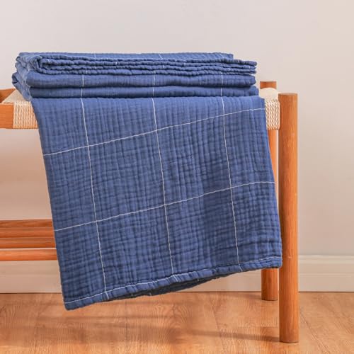 Beoty Lake Muslin Throw Blanket for Adults and Kids, 100% Cotton Throw Blanket for All Season Cozy Soft and Lightweight Fall Blanket 80''×60'' Large Size Thin Blankets for Bedding Couch -(Light Tan)