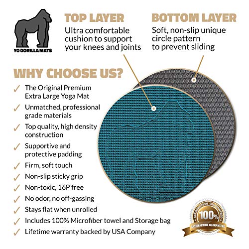 Gorilla Mats Premium Large Yoga Mat – 7' x 5' x 8mm Extra Thick & Ultra Comfortable, Non-Slip Barefoot Exercise Mat – Works Great on Any Floor for Stretching, Cardio or Home Workouts