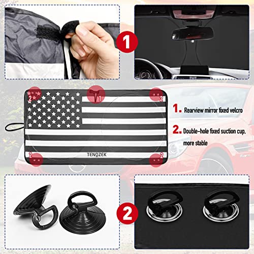 1-Piece Car Sun Shade American Flag Windshield Sun Shade Windshield Foldable Front Window Sun Shade Car Sun Visor Shield Cover Fits Easily to SUV & Truck-UV Ray Blocker Keeps Your Vehicle Cool