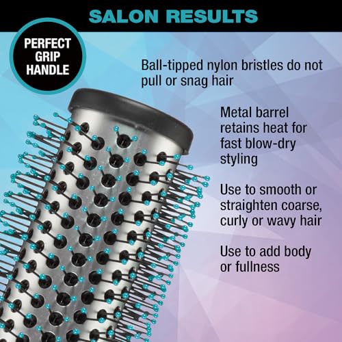 Conair Salon Results Round Hair Brush - Hair Brush Blow Dryer - Large Round Brush for Blow Out - Nylon Bristles - Ideal for longer hair lengths