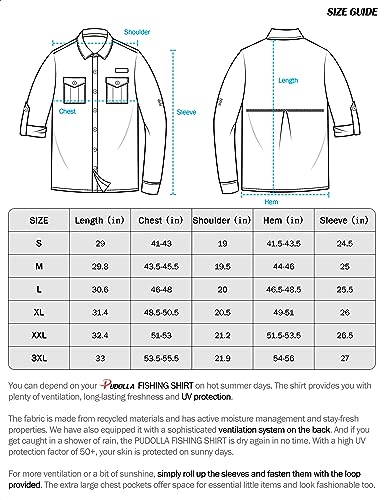 Men's Sun Protection Fishing Shirts Long Sleeve Travel Work Shirts for Men UPF50+ Button Down Shirts with Zipper Pockets(Sorbet Medium)