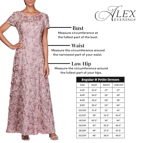 Alex Evenings Women's Long Cold Shoulder, Mother of The Bride Gown, Formal Event, Wedding Guest Dress, (Petite and Regular Sizes), Wedgewood Lace