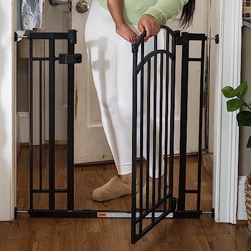 Summer Infant Multi-Use Decorative Extra Tall Walk-Thru Baby Gate, Fits Openings 28.5-48 Inch (Pack of 1), Black Metal, for Doorways and Stairways, 36' Tall Baby and Pet Gate, Black, One Size