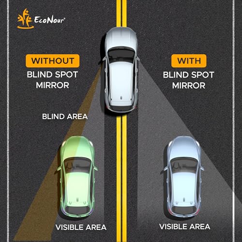 EcoNour Car Blind Spot Mirror for Car Side Mirror (2 Pack) - Convex Rear View Blind Spot Mirrors, 2" Round HD Car Side Mirror Blindspot, Wide Angle Adjustable Blindspot Mirror for Car SUVs & Trucks