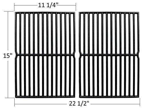 Outspark 7522 Cast Iron Grill Grates Cooking Grid (15" x 11.25") for Weber Spirit 200 Series, Spirit 500, Genesis Silver A, Grill Grids Replacement Parts for Weber 7521, 7522- Set of 2