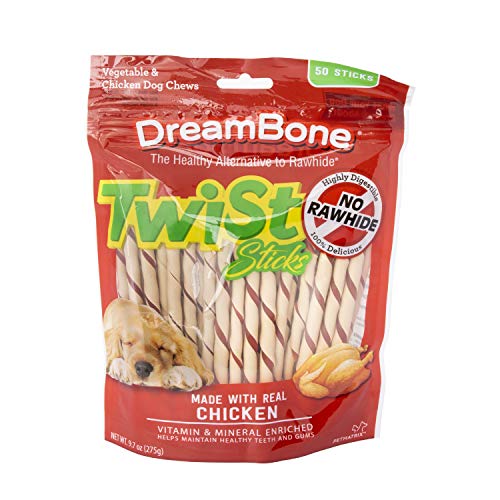 SmartBones Smart Twist Sticks, Rawhide Free Dog Chew Sticks, Made With Real Chicken, 50 Sticks (Pack of 1)