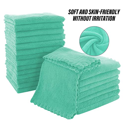 MOONQUEEN Ultra Soft Premium Washcloths Set - 12 x 12 inches - 24 Pack - Quick Drying - Highly Absorbent Coral Velvet Bathroom Wash Clothes - Use as Bath, Spa, Facial, Fingertip Towel (Purple)