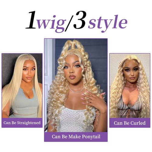 SEMANK 613 13x6 Lace Front Wig Human Hair 42 Inch Blonde Wig Human Hair 180% Density Body Wave Lace Front Wigs Human Hair Pre Plucked 613 Lace Front Wig Human Hair Blonde HD Lace Frontal Wig
