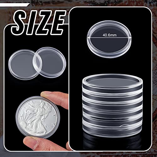 30 Pieces Silver Dollar Coin Holder 40.6mm Silver Bar Capsule Holders Coin Capsules for Collection Bar, Round