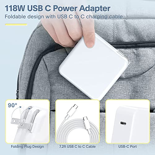 Mac Book Pro Charger - 118W Power Adapter Compatible with USB C Port MacBook Pro & MacBook Air 13, 14, 15, 16 inch, New ipad Pro and All USB C Device, 6.6ft USB-C to C Charge Cable