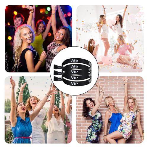 100 Pack VIP Cloth Wristband for Events (Color:Black)