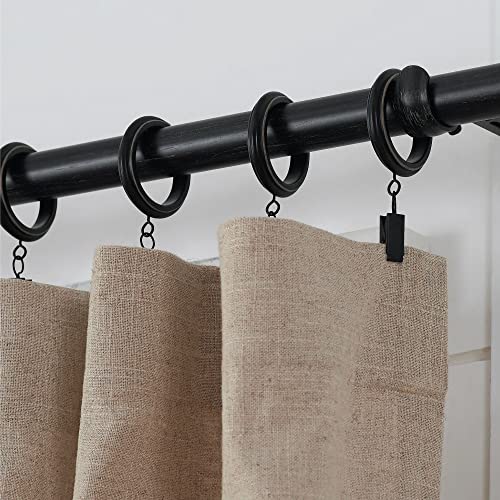 MODE Farmhouse Collection Beveled Curtain Clip Rings, Set of 14 Curtain Rings with Clips, Fits MODE Farmhouse Curtain Rod Sets, 1 3/4”, Weathered Black