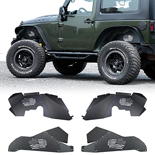 ROADER Front & Rear Inner Fender Liners US Flag Pattern Liner for 2007-2018 Jeep Wrangler JK JKU Unlimited Sport Sahara Rubicon 2/4 Doors