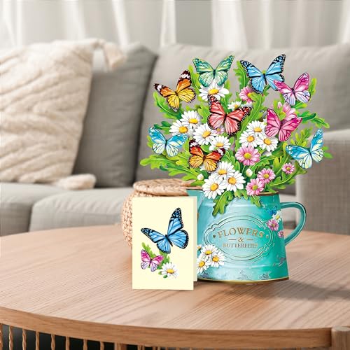 Airpark Pop Up Flower Cards, Succulent Plants, 12inch Forever Flower Bouquet 3D Popup Greeting Cards with Blank Note Card and Envelope for Birthday, Mother's Day, Holiday Decorations