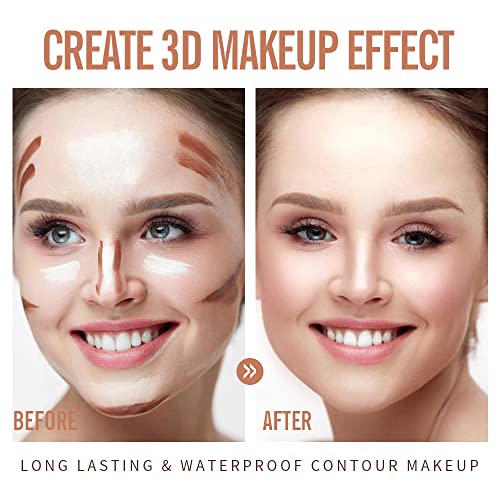 KIMUSE 2 Color Dual Cream Contour Stick, Highlight & Contour Bronzer Stick, Long Lasting & Waterproof Contour Sticks Kit for Light Skin Face Makeup