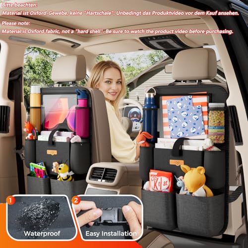 SURDOCA Upgraded Car Organizer with 11-inch Tablet Holder, 8 Pockets, Car Seat Protector for Road Trips - Car Storage and Organizers for Kids