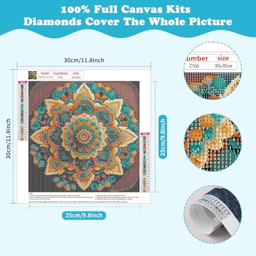 SENQAO Mandala Diamond Painting Kits for Adults, Mandala DIY 5D Diamond Art Kits for Kids Diamond Dots for Adults Clearance Full Drill Crystal Craft Kits for Home Wall Decor 11.8x11.8 inch